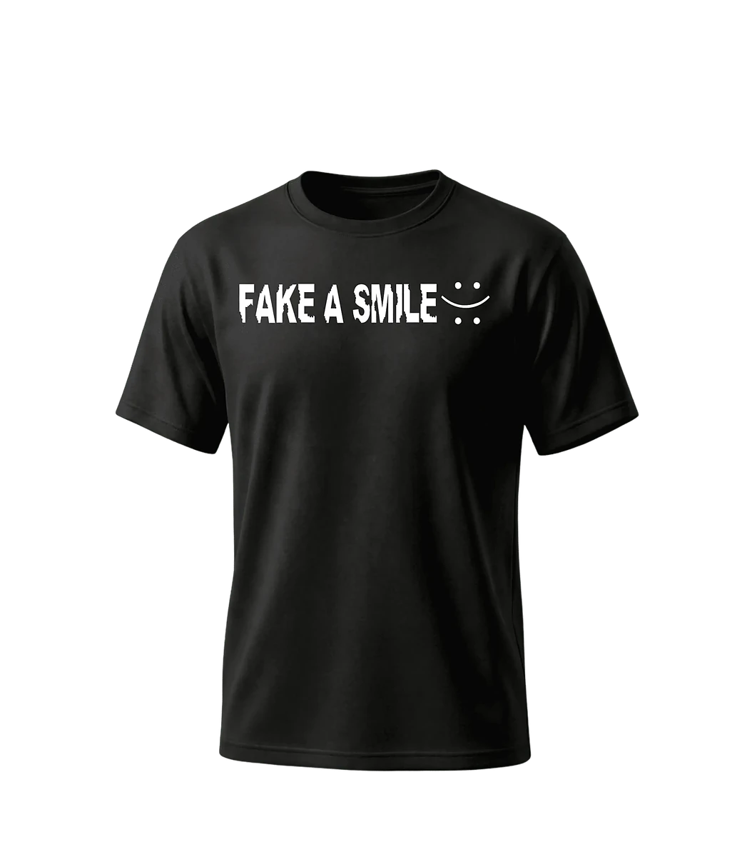 Charcoal Anthem Tee — front view, FakeSmile streetwear